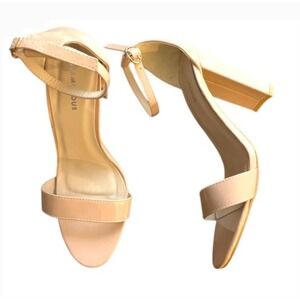 Glamorous Block Heel Sandals Ankle Strap Open Toe‎ Party Shoes Nude 7